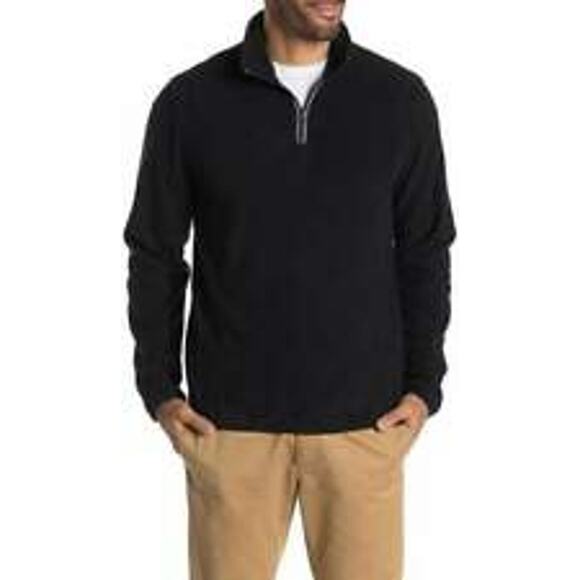 Vintage 1946 Partial Zip Fleece Knit Pullover Sweater Long Sleeve Black X-Large - Picture 1 of 9